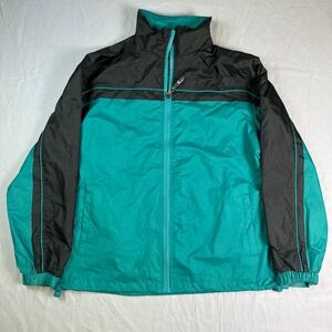 Retro i5 Apparel Mens Windbreaker Jacket Teal Black Colorblock Mesh Lined Size M